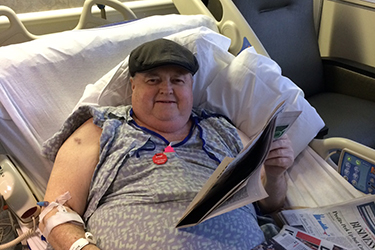 Steve Connair in his bed at Tidelands Georgetown Memorial Hospital