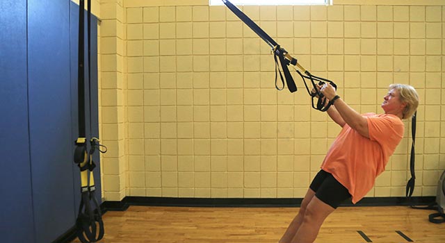 Sandra Shaw working out at Tidelands HealthPoint Center for Health and Fitness
