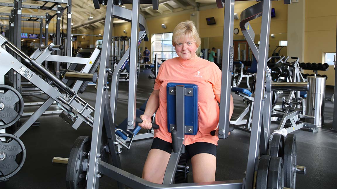 Sandra Shaw lifts weights at Tidelands HealthPoint Center for Health and Fitness