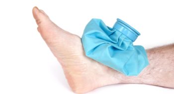 Sprained ankle with ice.
