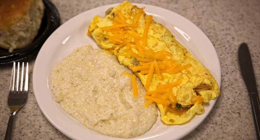 An omelet made by "Johnny Omelet."