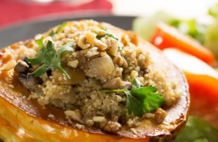 Quinoa-stuffed bell pepper