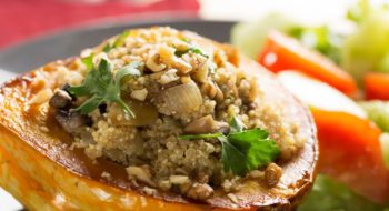 Quinoa-stuffed bell pepper