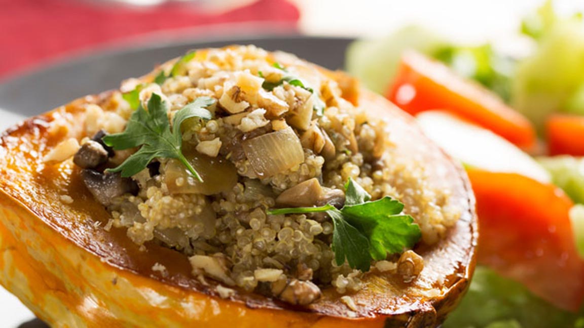 Quinoa-stuffed bell pepper