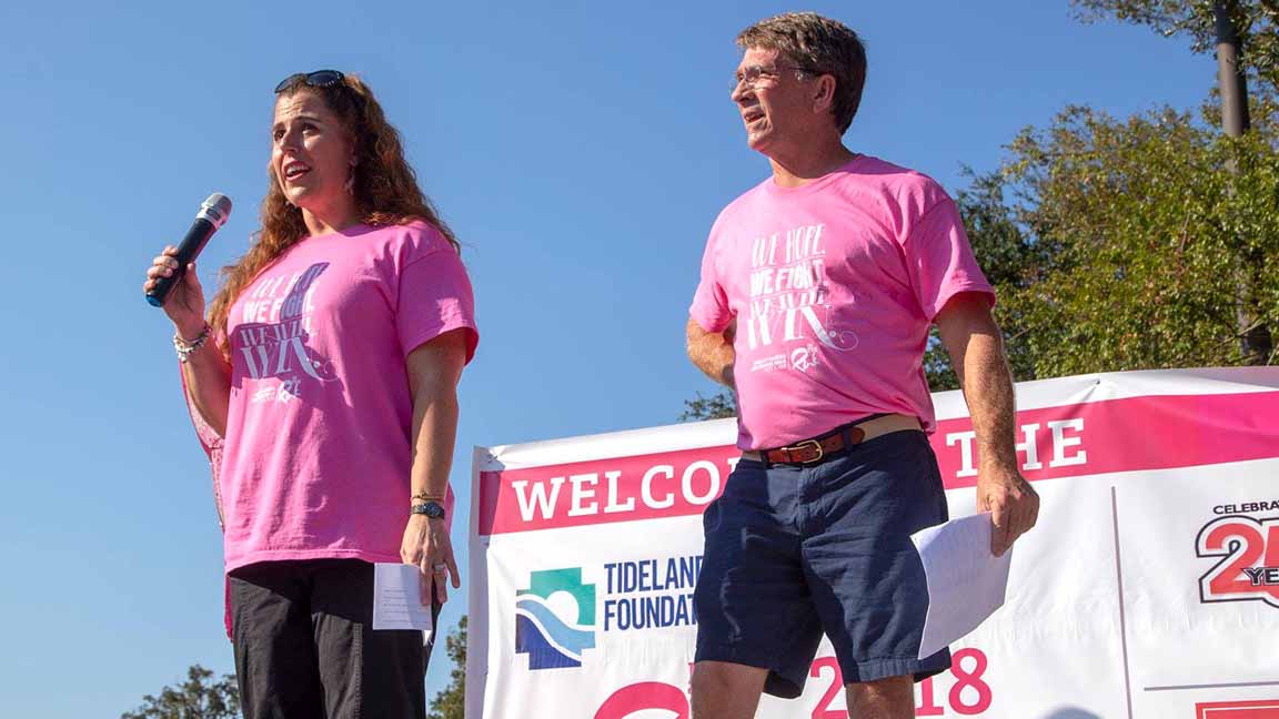 Dr. Angela Mislowsky speaks at the 2018 "In The Pink" Breast Cancer Awareness Walk.