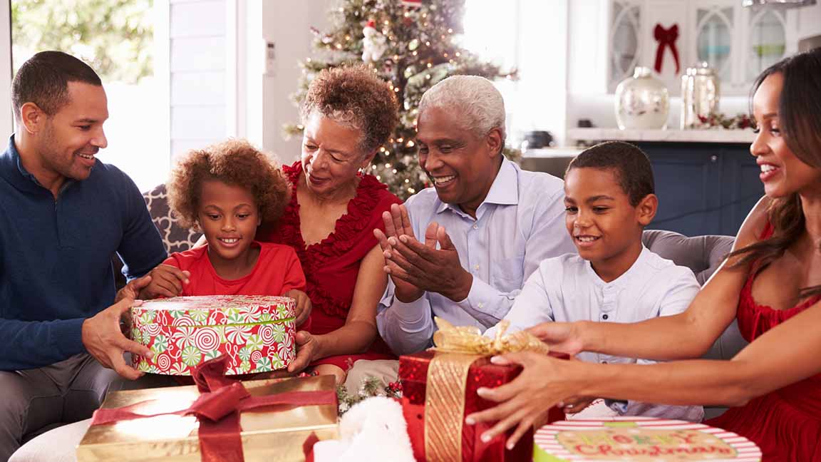 Family celebrating Christmas