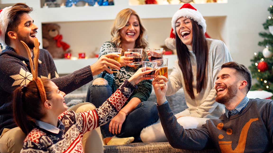 Friends celebrating over the holidays
