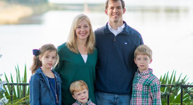 Dr. Alex Duvall, his wife, Claire; daughter Lydia, 10; son Luke, 7; and son David, 4.