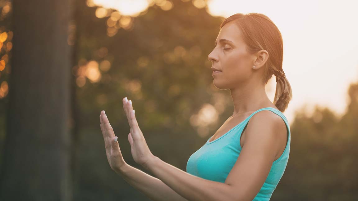 Woman enjoying tai chi.