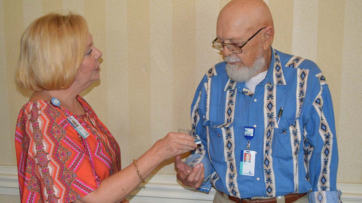 Dick Pangburn was honored with the President’s Volunteer Service Award for his volunteerism. He has donated 4,060 hours of volunteer time at Tidelands Georgetown Memorial Hospital.