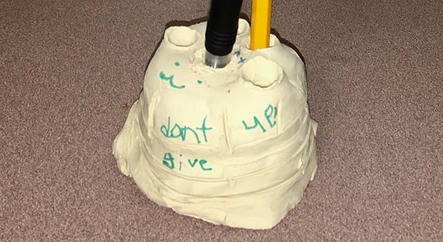 If not complex in its design, the pen holder Addi Phillips gave to Tidelands Health physical therapist is full of meaning.