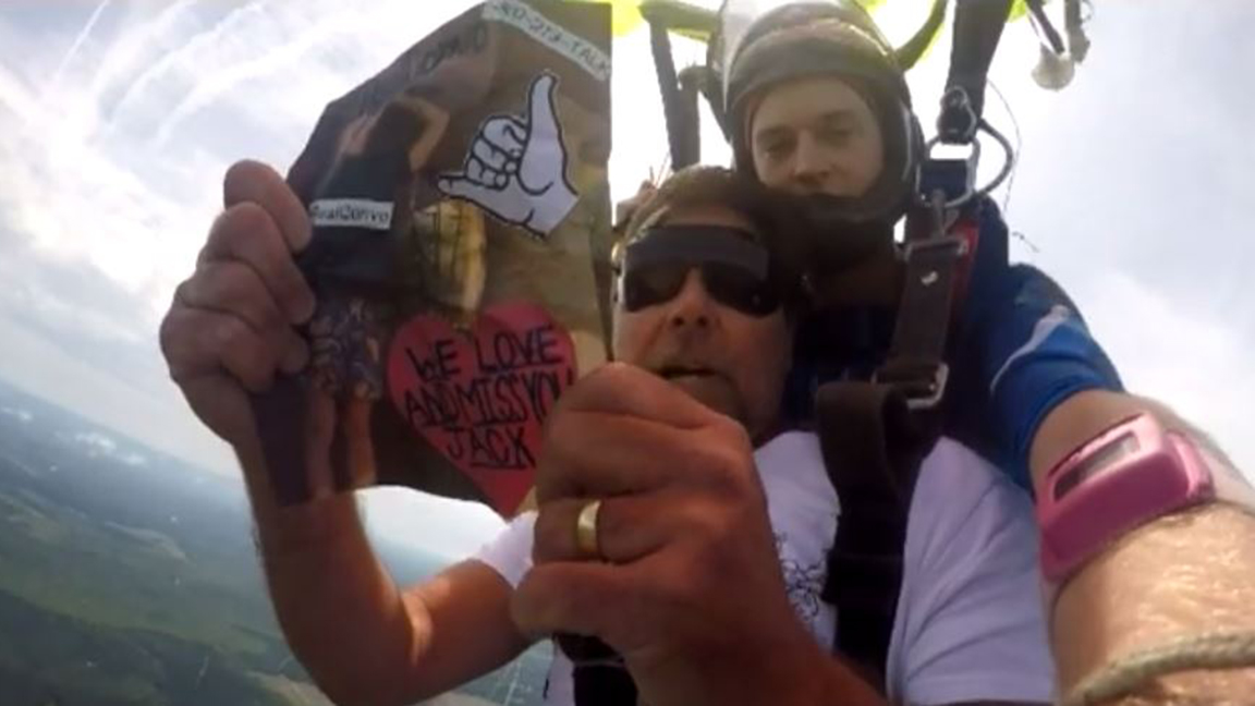 Jason Clemons skydived to honor his friend and fellow surfer, Jack Buffington, and raise awareness for suicide prevention.