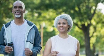 Couple jogging in park