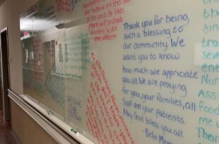 A wall of thanks at Tidelands Waccamaw Community Hospital is a visual testament to the dedication, sacrifice and skill of the hospital's critical care team.