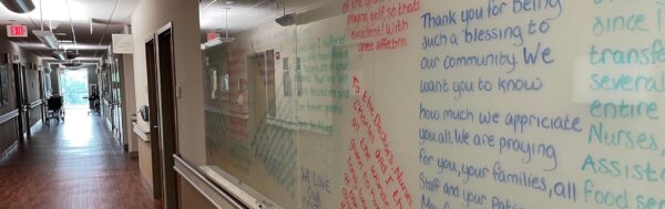A wall of thanks at Tidelands Waccamaw Community Hospital is a visual testament to the dedication, sacrifice and skill of the hospital's critical care team.
