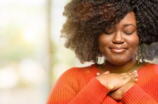 Woman expressing thanks.