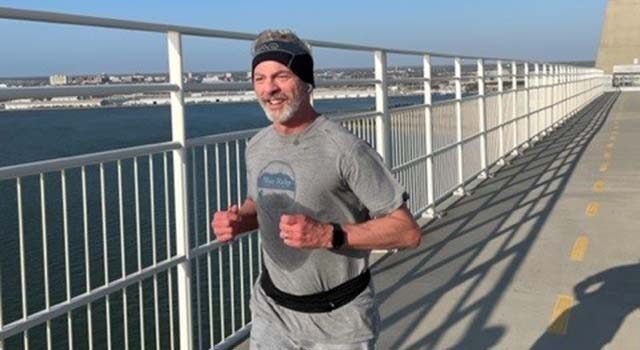 To train for the Boston Marathon, Dr. Mayeaux is running five days a week and has incorporated long runs of about 15 miles into his routine.