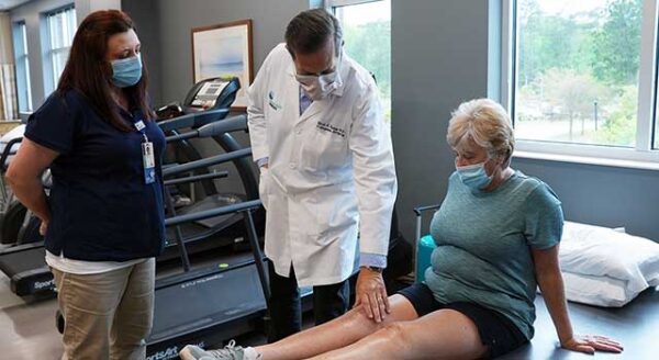 Hoffman began rehabilitaiton with her physical therapist, Tracy Paquette, the day after her knee replacement surgery in February. With his practice on the same floor, Dr. Rowley stopped by during that physical therapy session to check in on her and has been keeping tabs on her progress.