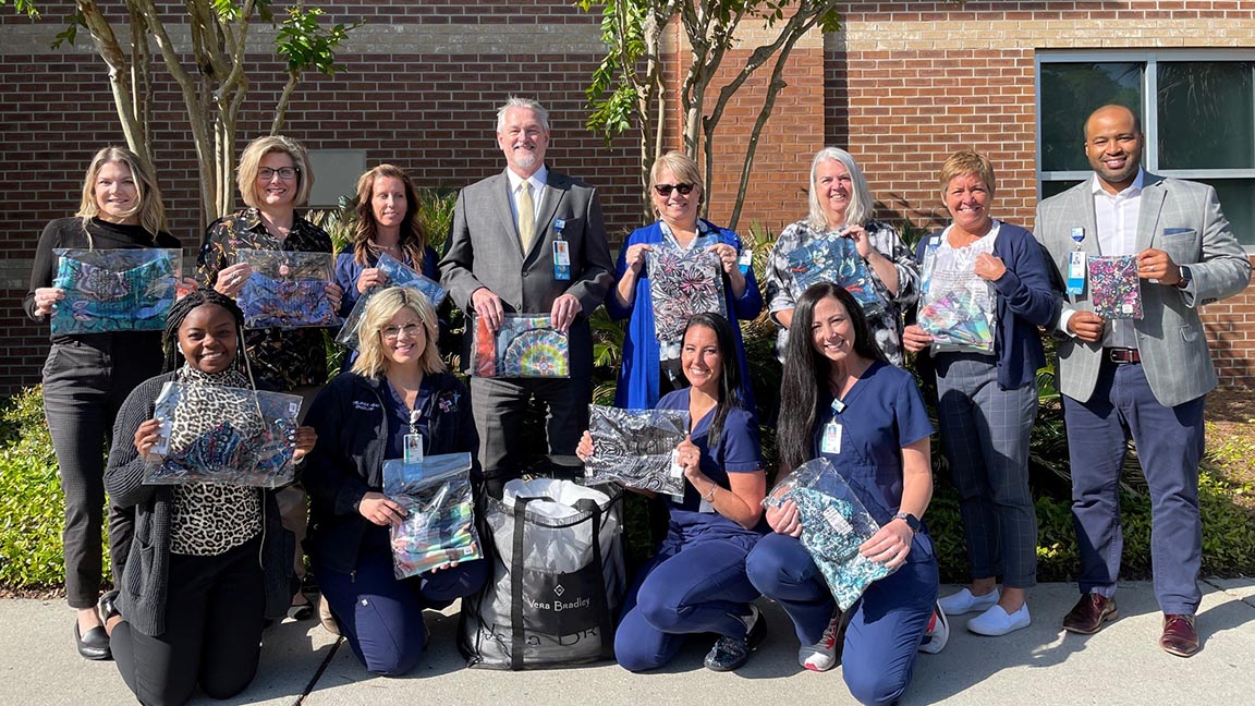 Vera Bradley donated 92 of the brand’s colorful scarves to the Tidelands Health Cancer Care Network to encourage patients and give them a fashionable accessory in case they are experiencing hair loss during treatment.