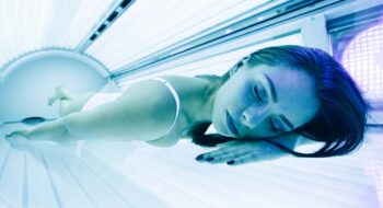 Woman tanning.