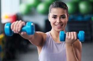 Woman working out in the gym.