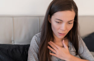 Woman experiencing a panic attack.