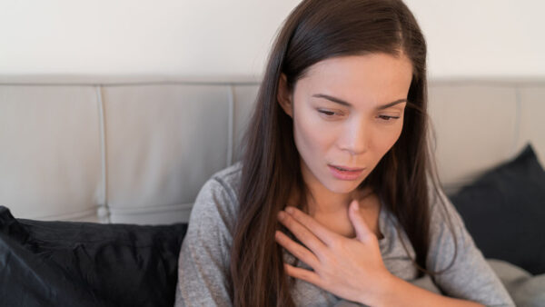 Woman experiencing a panic attack.