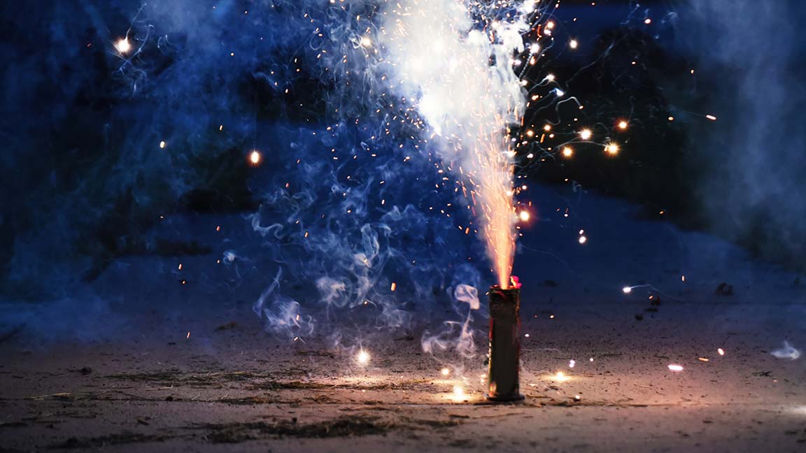 Firework on the ground.