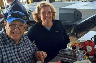 Jack Simcsak and his wife, Carolyn, enjoy a meal following his recovery from a life-threatening case of sepsis.