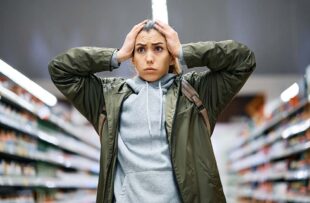 Woman confused about nutrition.