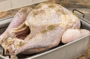 Raw turkey ready for oven.