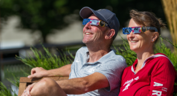 Couple enjoying the eclipse together.