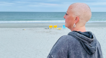 Maribeth Lamuraglia stares out at he ocean.
