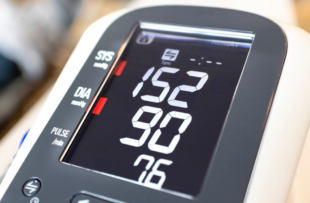 A high blood pressure reading of 152/90