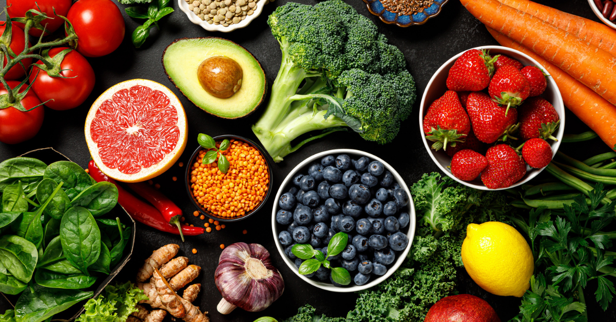 Healthy food. Healthy eating background. Fruit, vegetable, berry. Vegetarian eating. Superfood